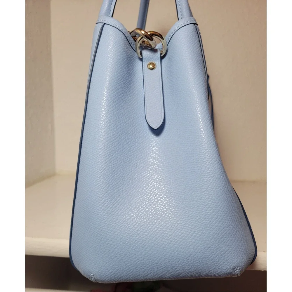 Coach Woman's Small Margot Carryall Satchel Bag Crossgrain Leather - Light blue